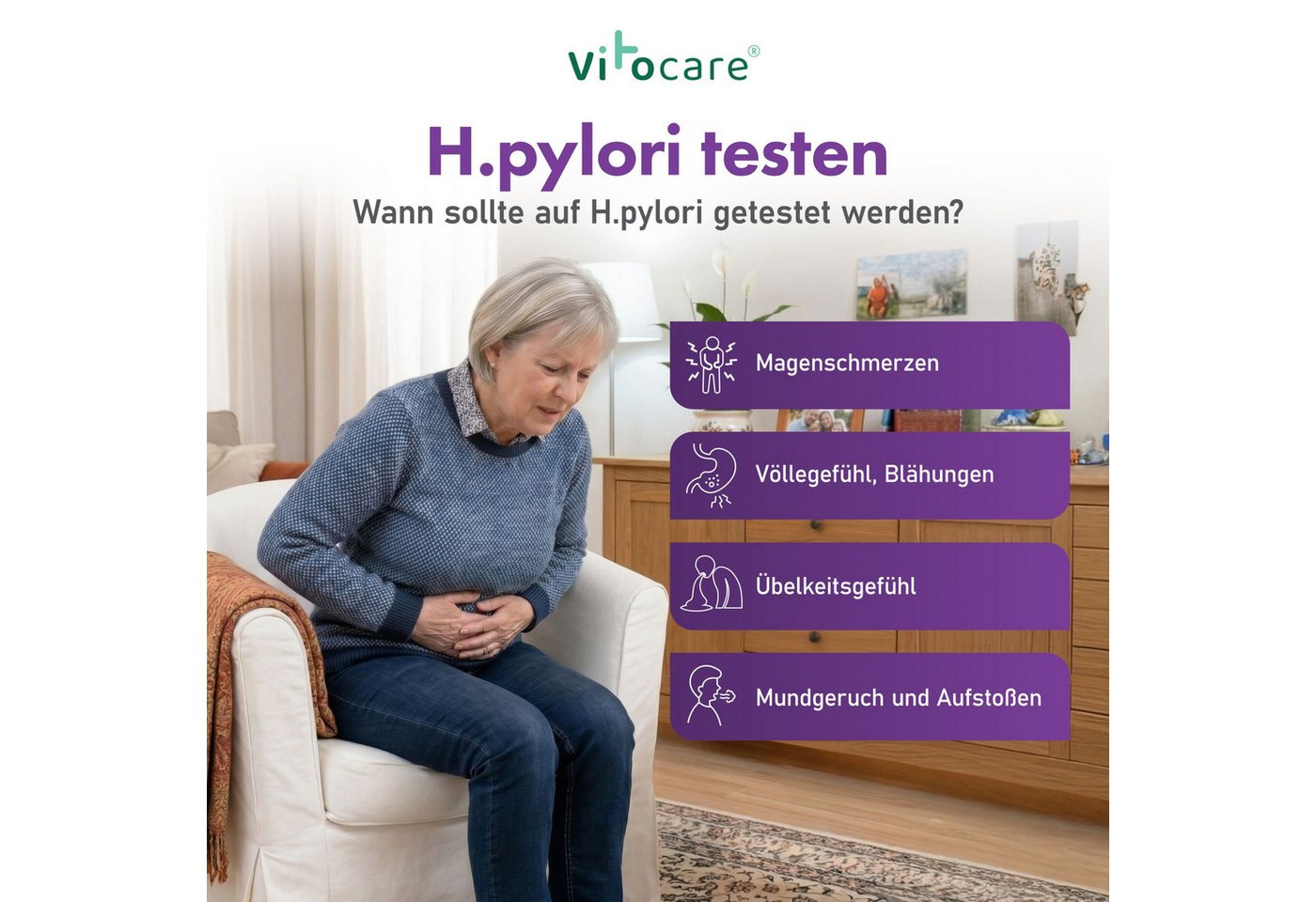 Vitocare Blutzucker-Teststreifen Helicobacter Pylori Test, Stuhltest Magenbakterien 2x Bild 2