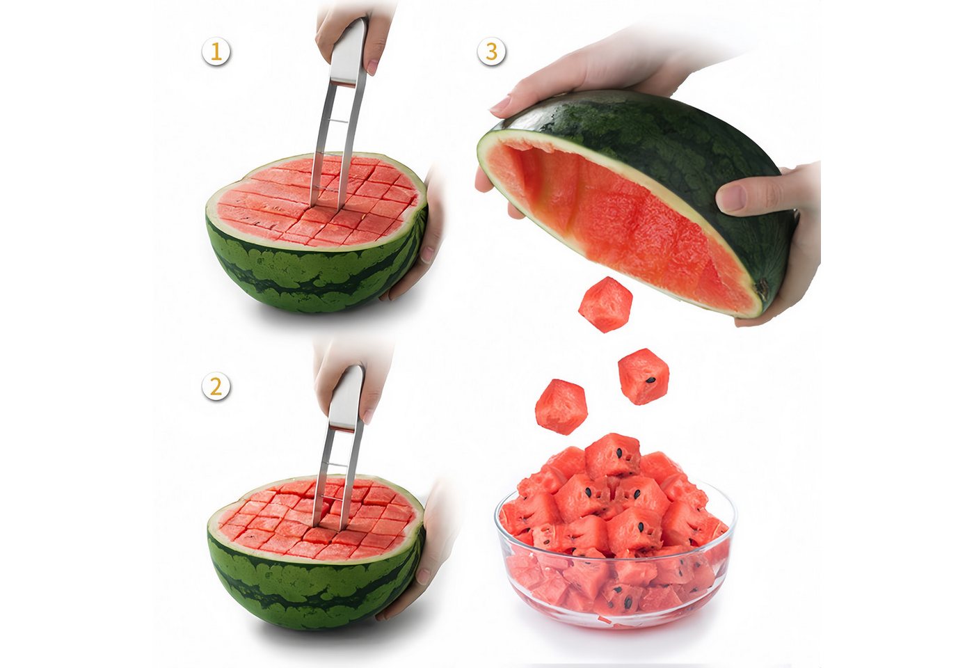 FOUORTUNATE-BEE Obstschneider Edelstahl Wassermelonen-Schneider für Sommerfrüchte, (1-tlg), Praktisches Messer für Wassermelone und Honigmelone Bild 3