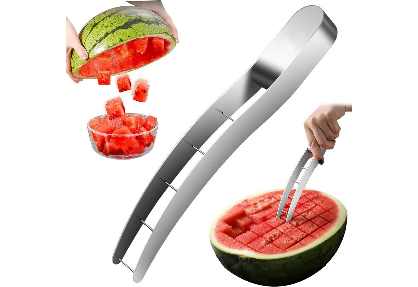 FOUORTUNATE-BEE Obstschneider Edelstahl Wassermelonen-Schneider für Sommerfrüchte, (1-tlg), Praktisches Messer für Wassermelone und Honigmelone Bild 5