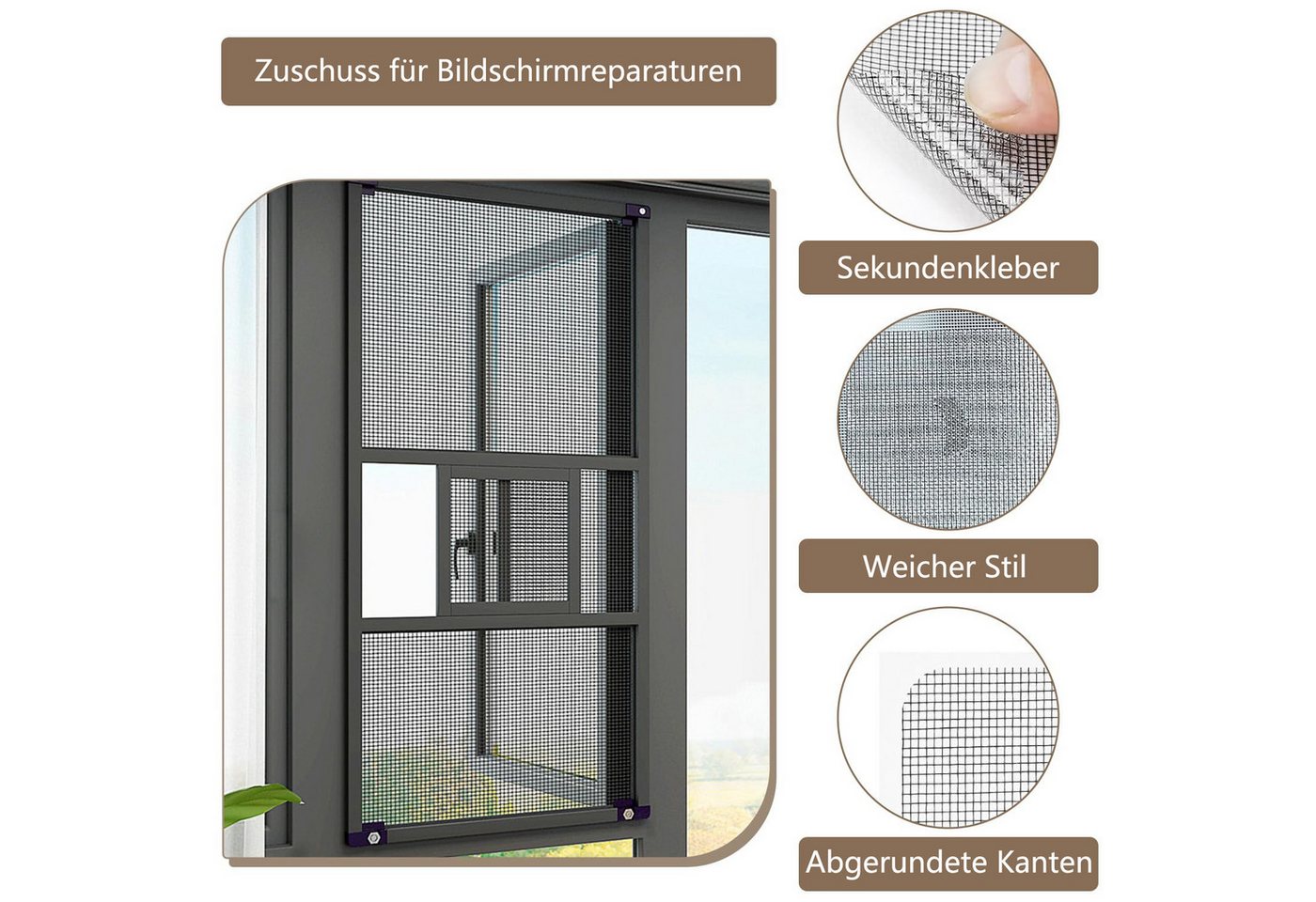 Ledander Insektenschutz-Fensterrahmen Fliegengitter Reparatur Set 16 Stück, 4 Größen Fensterbildschirm, (16-St), Fliegengitter Reparaturband für Fenster, selbstklebend, Insektenschutz Bild 4