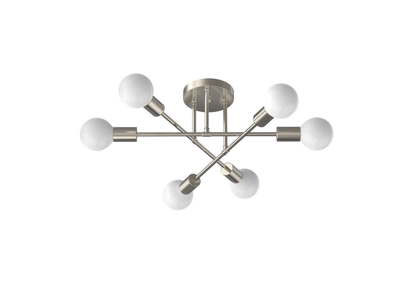LOHAS-LED Deckenleuchte 6-flammige Deckenleuchte in Sandnickel-Optik, Metall, ohne Leuchtmittel, Moderne Deckenlampe mit E27-Sockel, für Wohnzimmer & Schlafzimmer