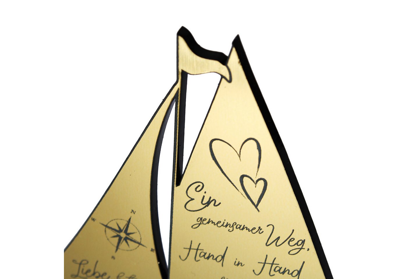 Dekolando Hochzeitskarte Goldene Hochzeit Geschenk Segelschiff 50 Jahre Ehe Goldhochzeit 9 cm Bild 3