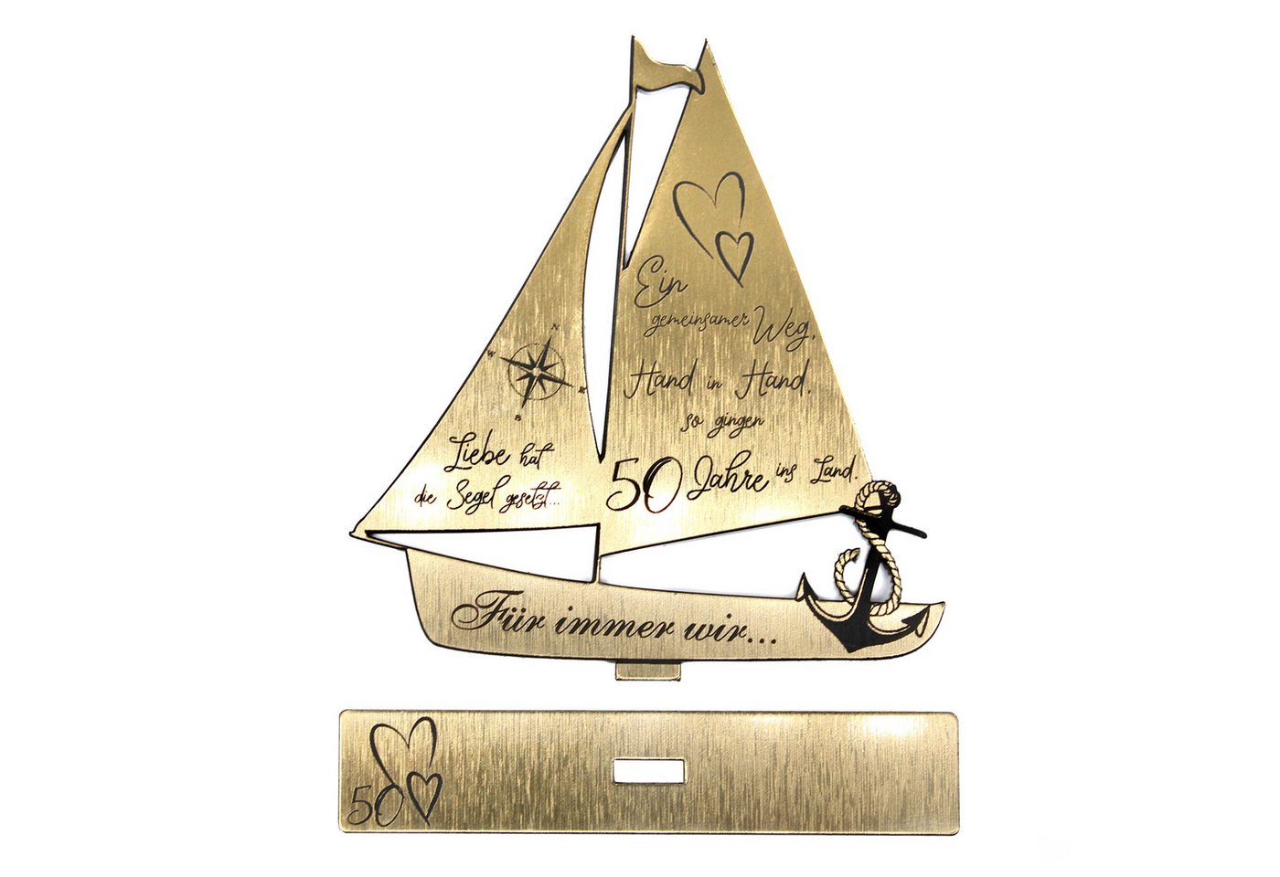 Dekolando Hochzeitskarte Goldene Hochzeit Geschenk Segelschiff 50 Jahre Ehe Goldhochzeit 9 cm Bild 4