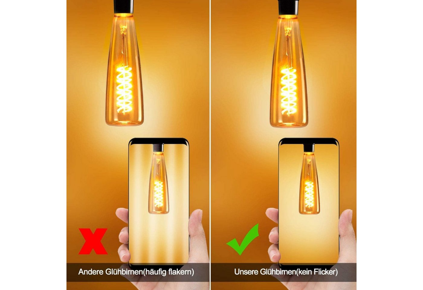 ZMH LED-Leuchtmittel LED Glühbirne E27 ZMH Retro Edison Glühlampe 4W in Weinflasche, E27, Warmweiß, Nicht Dimmbar Bild 2