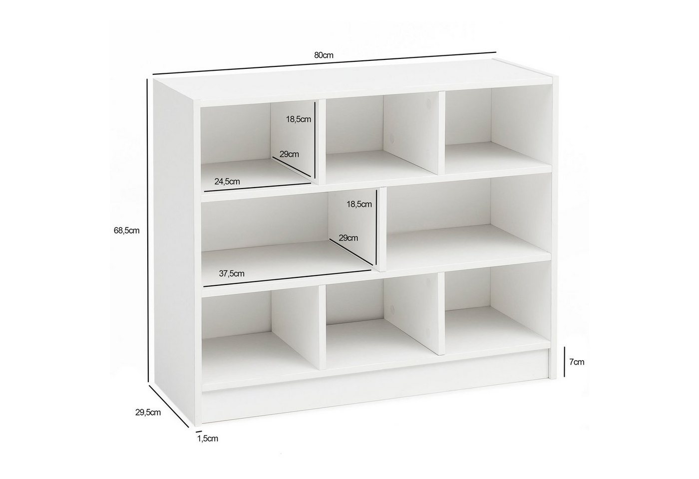 möbelando Bücherregal Bücherregal WL5.819 Weiß 80x68,5x29,5 cm Regal Standregal Modern, 30 x 69 x 80 cm (B/H/L)