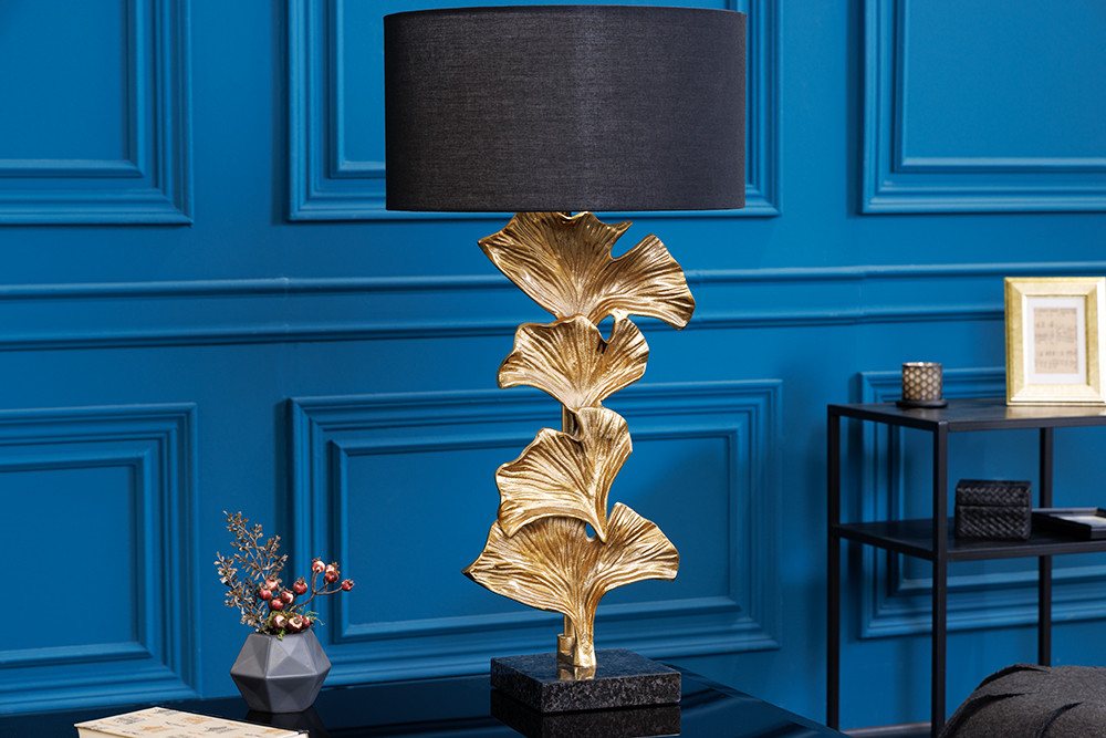 riess-ambiente Tischleuchte GINKGO 70cm schwarz / gold, Ein-/Ausschalter, ohne Leuchtmittel, Wohnzimmer · Metall · Leinen · Marmor · Modern Bild 4