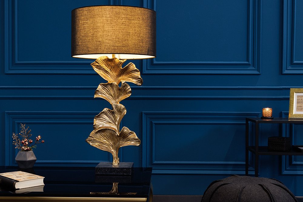 riess-ambiente Tischleuchte GINKGO 70cm schwarz / gold, Ein-/Ausschalter, ohne Leuchtmittel, Wohnzimmer · Metall · Leinen · Marmor · Modern Bild 5