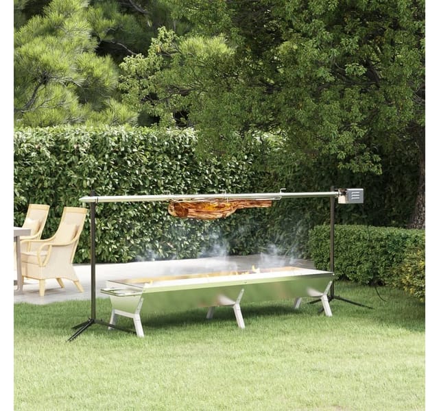 vidaXL Grillkamin Grill Silbern 158x42x31 cm Edelstahl