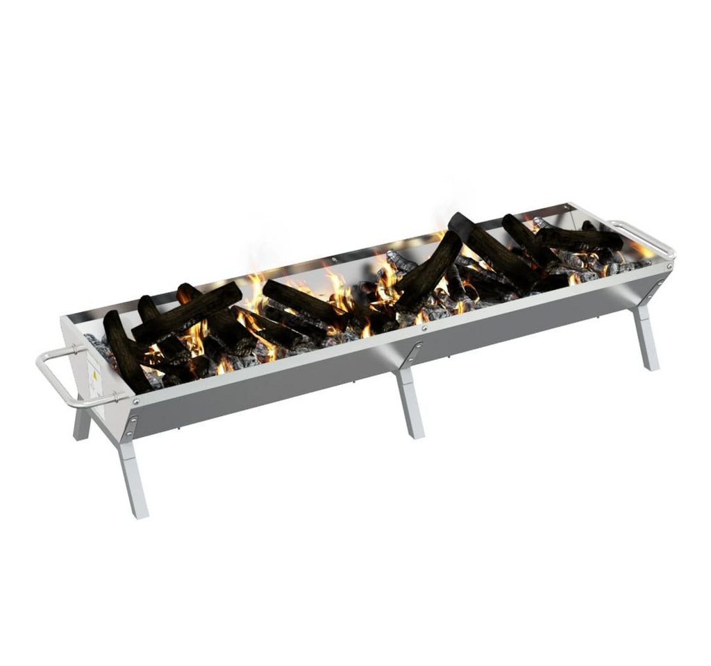vidaXL Grillkamin Grill Silbern 158x42x31 cm Edelstahl Bild 5