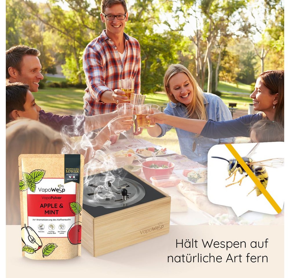 VapoWesp Wespennestattrappe, VapoPulver verschiedene Sorten je 100g, Aromatischer Duft für die VapoWesp Räucherbox Bild 4