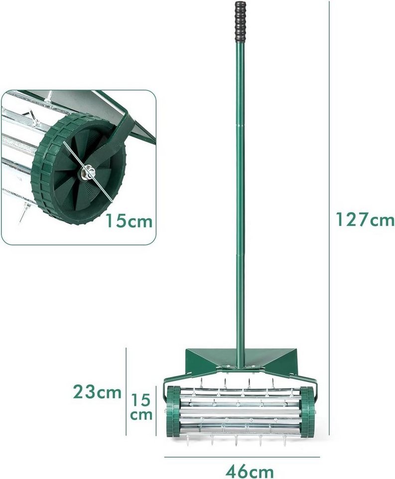 KOMFOTTEU Rasenlüfter, 46,00 cm Arbeitsbreite, mit 3cm Nägeln & breitem Schutzschild Bild 2