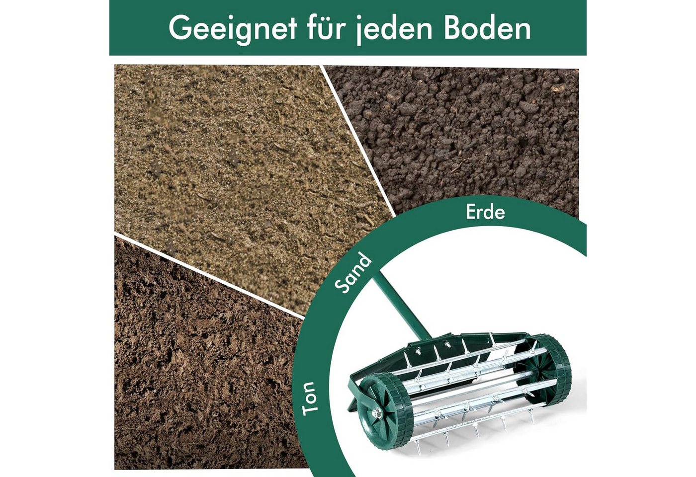 KOMFOTTEU Rasenlüfter, 46,00 cm Arbeitsbreite, mit 3cm Nägeln & breitem Schutzschild Bild 3
