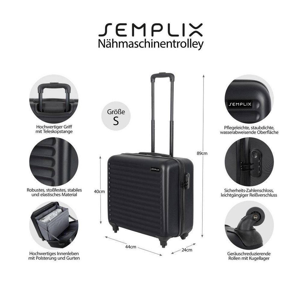 Semplix Nähmaschinen-Trolley - Nähmaschinen Hartschalen Koffer Reisekoffer Bild 4