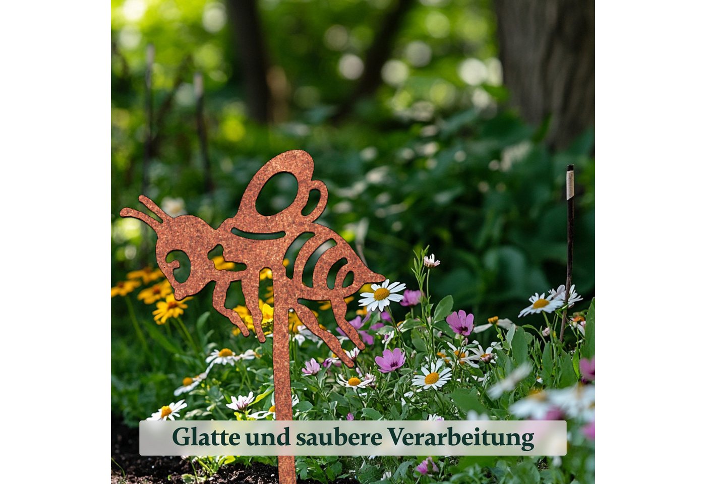 VERDOBA Gartenfigur Gartenstecker in Rost & Silber Rost Deko für Garten, Balkon & Terrasse Bild 5