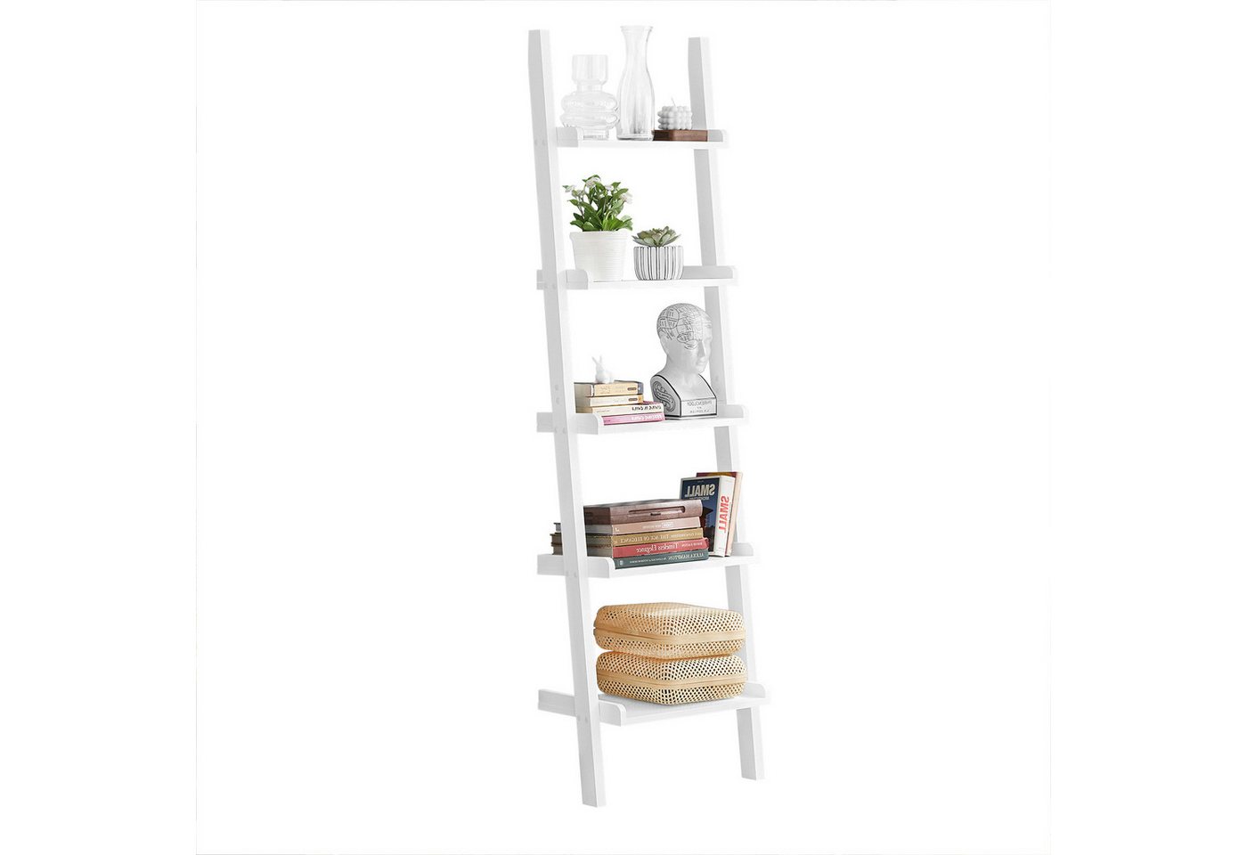 SoBuy Bücherregal DE-FRG17, Wohnzimmer, Schlafzimmer, Küche, 1-tlg, Standregal Leiterregal Badregal Wandregal mit 5 Ebenen Bild 4