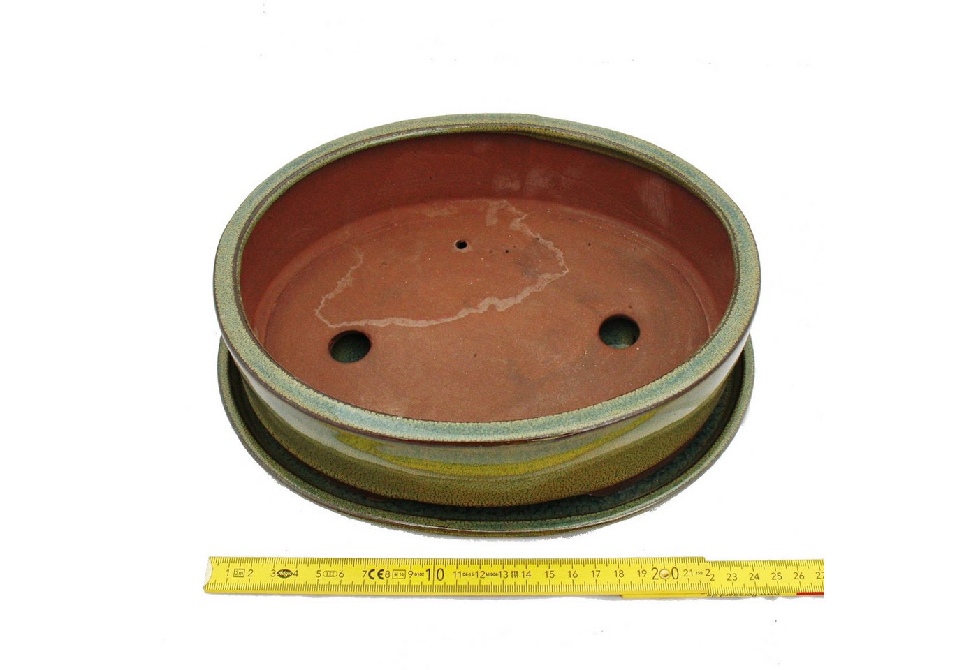 Exotenherz Pflanzschale Bonsai-Schale mit Unterteller Gr. 4 Oliv-Braun oval Modell O1 L 25cm (1 St) Bild 3
