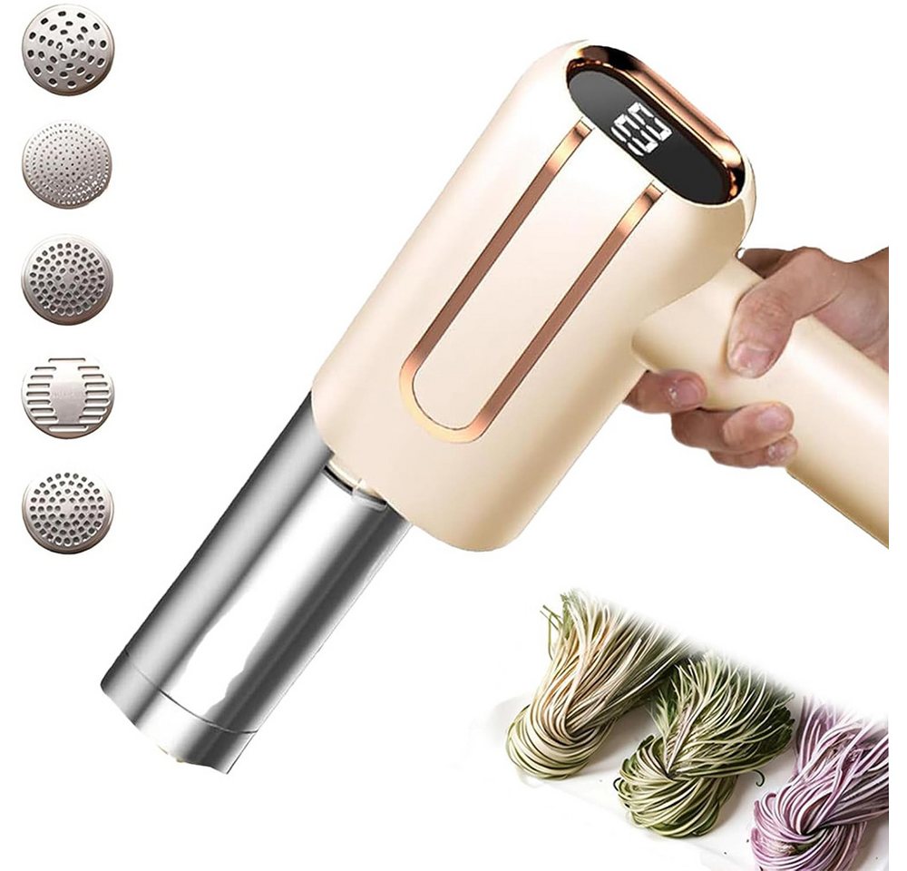 TUWENA Nudelmaschine Elektrische Nudelmaschine Handheld, Tragbare Handpresse mit 5 Modi, Aufladbar Teigausrollmaschine für Ausgemachte Spaghetti/Fettuccine Bild 2