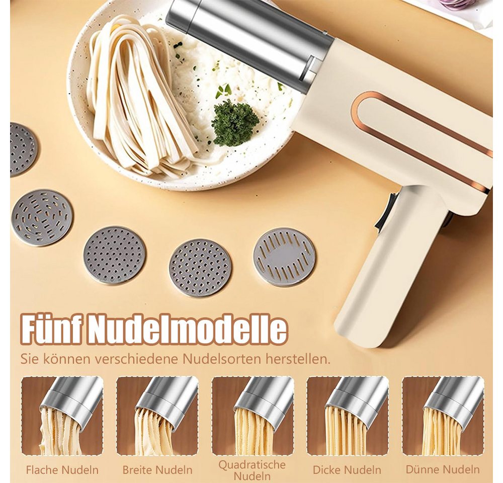 TUWENA Nudelmaschine Elektrische Nudelmaschine Handheld, Tragbare Handpresse mit 5 Modi, Aufladbar Teigausrollmaschine für Ausgemachte Spaghetti/Fettuccine Bild 4