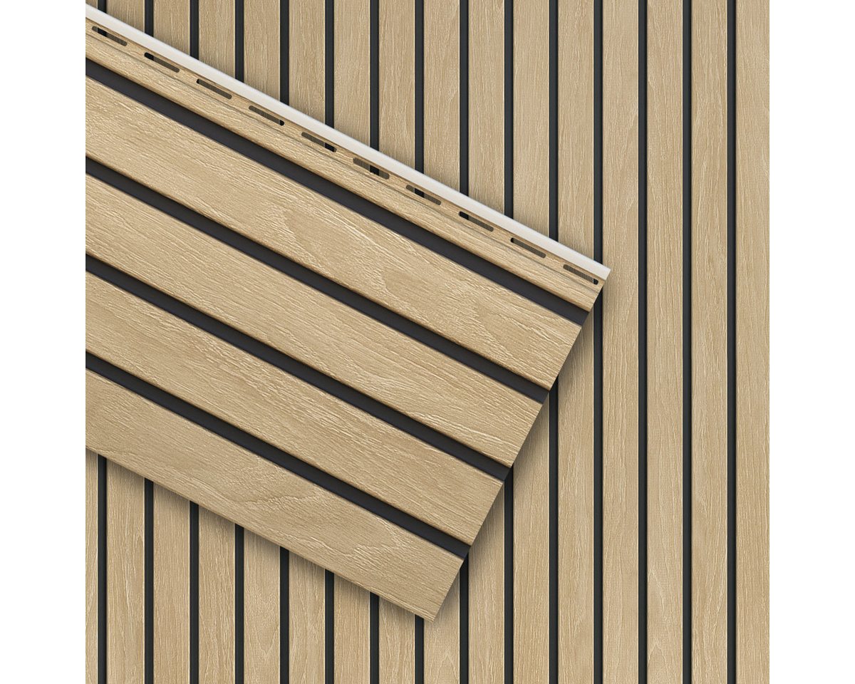 VILO Verkleidungspaneel Canadian Siding SVP-06 Fronto Standard V-Black 2,95m St. 0,74qm oak, BxL: 28,5x295 cm, 0,963 qm, (Stückweise 1 Paneel, 0,963 qm) 2-lagig, schwarze Fuge, pflegeleicht, abwaschbar, Leichtgewicht Bild 2