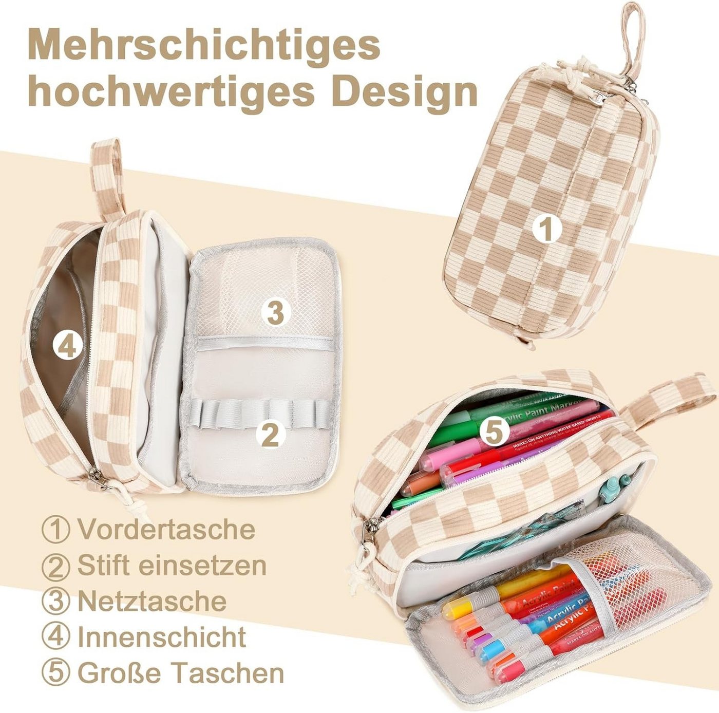 Zaewry Schreibgeräteetui Federmäppchen mit Reißverschluss, großes Schreibgeräteetui