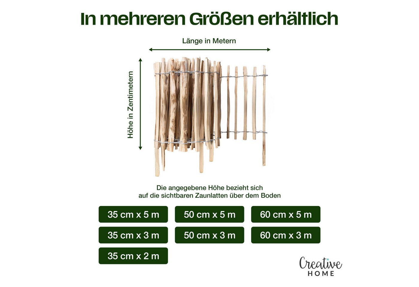 Creative Home Staketenzaun Staketenzaun Haselnusszaun, Rollzaun, Lattenabstand 3-4 cm Bild 4