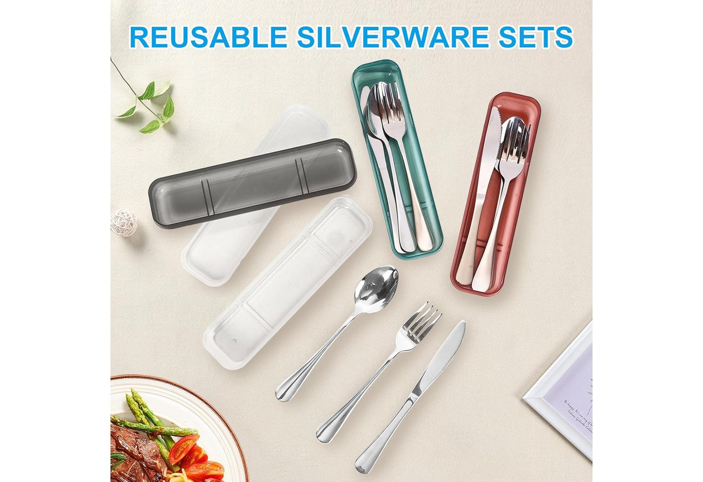 FELIXLEO Kochbesteckhalter Camping Geschirr Set 2 Personen Edelstahl Besteck Reise Picknick, (1-tlg) Bild 2