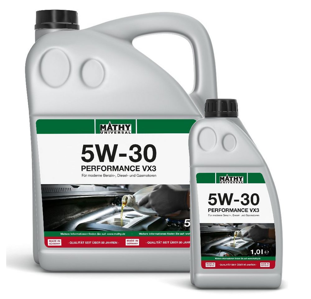 MATHY Motoröl MATHY SAE 5W-30 Performance VX3 5,0 l + 1,0 l, (2-tlg), Synthetisches HC-Motorenöl