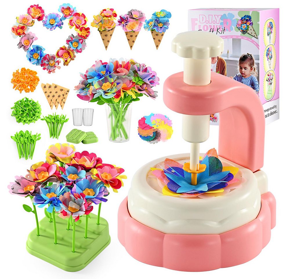 Flintry Kreativset Flower Schmuck-Bastelset,Paper Art Flowers & Butterflies,Geschenke, Blumenpress-Bastelset für Kinder,DIY Set Blumen Garten,für 3-12 Jahre Bild 2