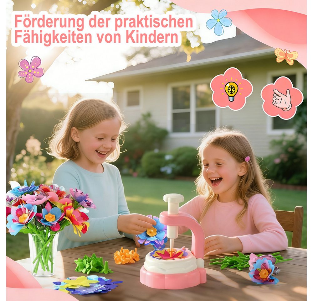 Flintry Kreativset Flower Schmuck-Bastelset,Paper Art Flowers & Butterflies,Geschenke, Blumenpress-Bastelset für Kinder,DIY Set Blumen Garten,für 3-12 Jahre Bild 3