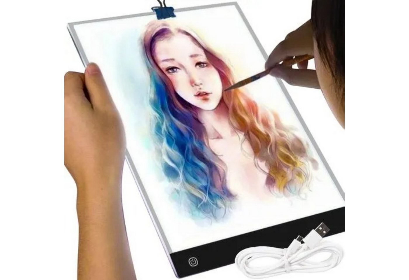 MAALEO Skizzenblock Skizzenblock LED Zeichenbrett A4 Leuchttablett USB Lichtpad Malen Set, Ultradünnes Lichttablett ca 4mm stark mit gleichmäßiger Ausleuchtung Bild 4