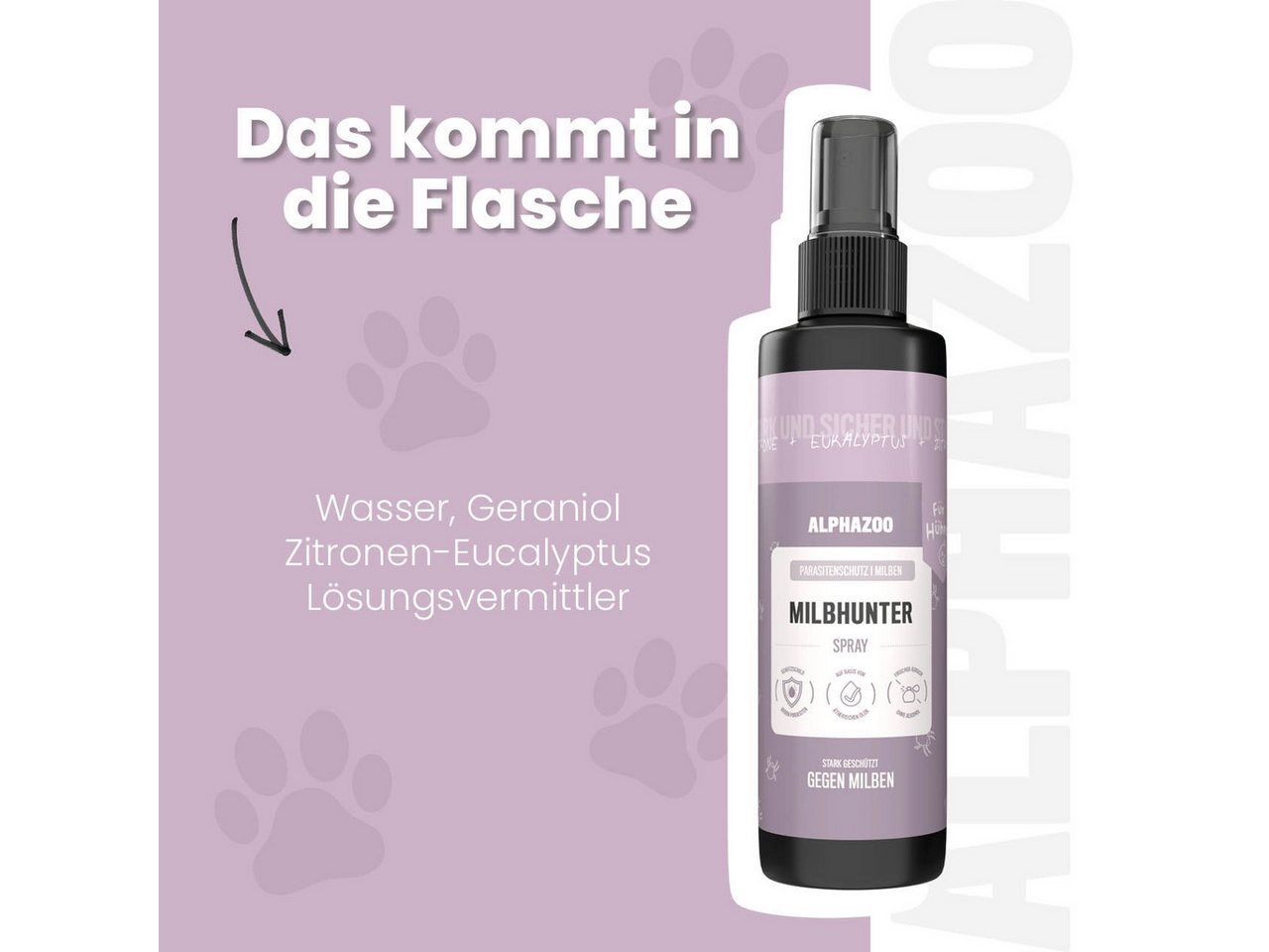 ALPHAZOO Milbenspray MilbHunter Milbenspray für Hühner 250 ml, 250 ml, 1-St., Milbenschutz, im Hühnerstall als einfache Sprühanwendung Bild 4