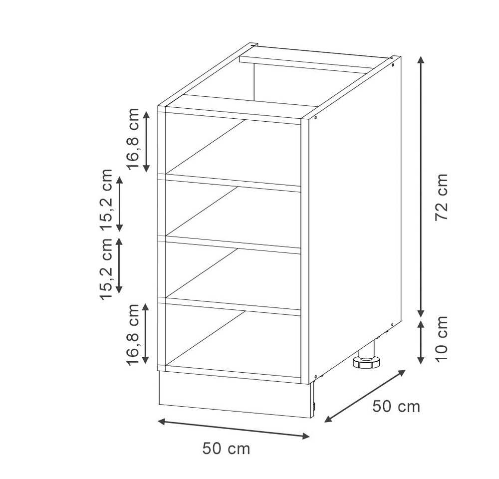 Vicco Unterschrank Fame-Line, Weiß, 50 cm ohne Arbeitsplatte (1-St) Bild 4