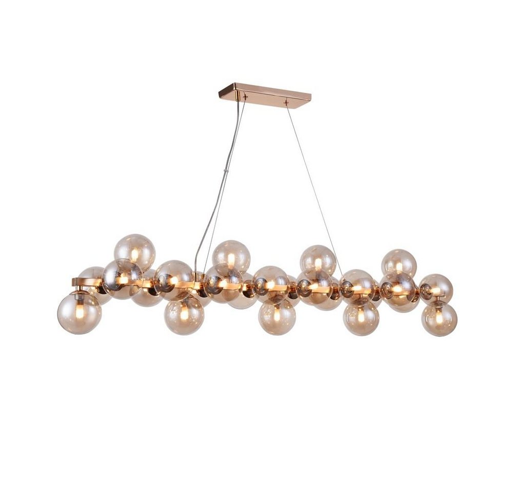 Licht-Trend Pendelleuchte Glamouröse Esstischlampe Glob 120cm farben 25 x Rauchglas Gold, Rauch Bild 3