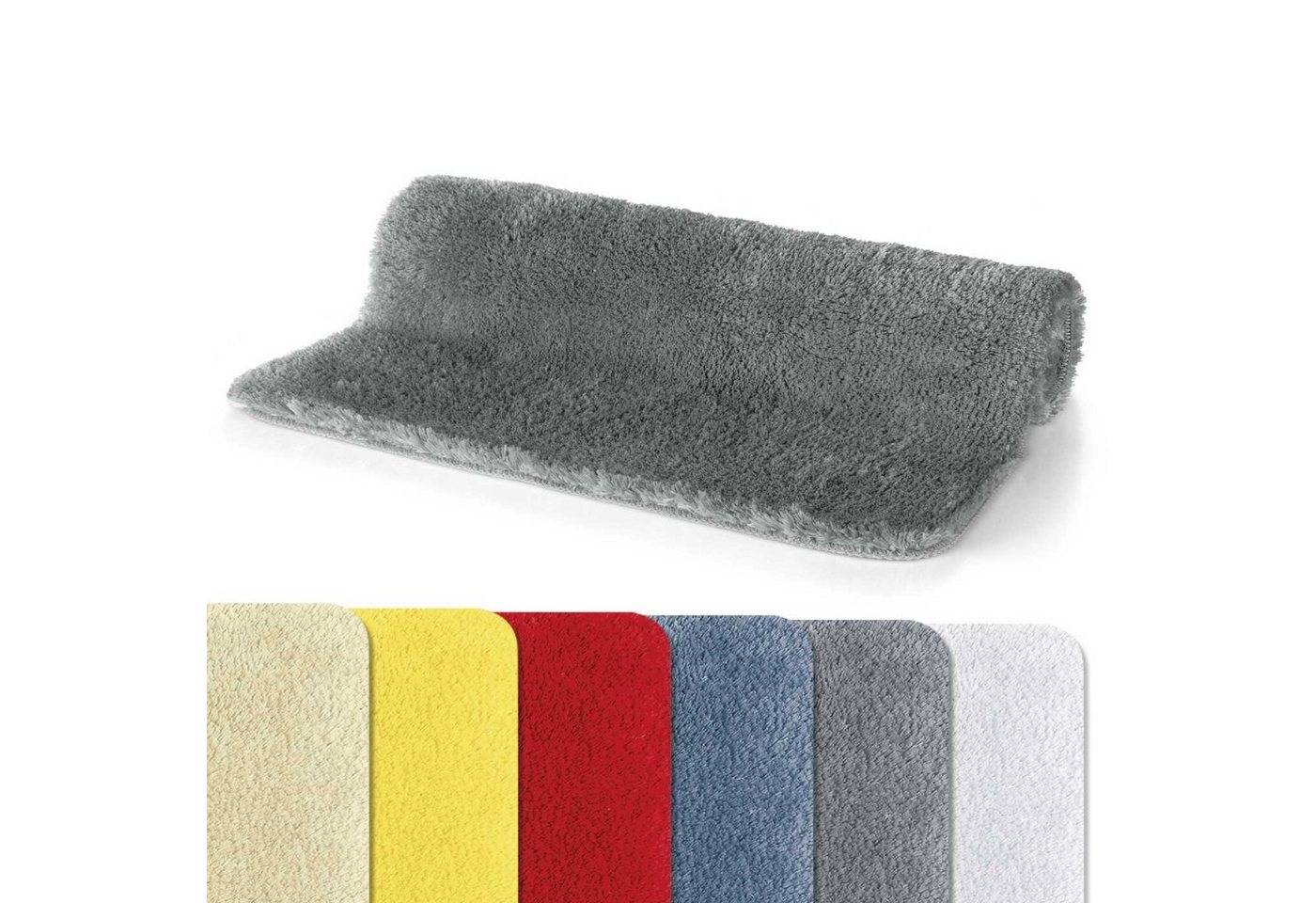 spirella Badematte FINO, Höhe 25 mm, Badteppich Hochflor, 100% Polyester Mikrofaser Supersoft, Anti-Rutsch Beschichtung, Für Fussbodenheizung geeignet, Waschbar 40°, Schnelltrocknend, Polyester, rechteckig Bild 4