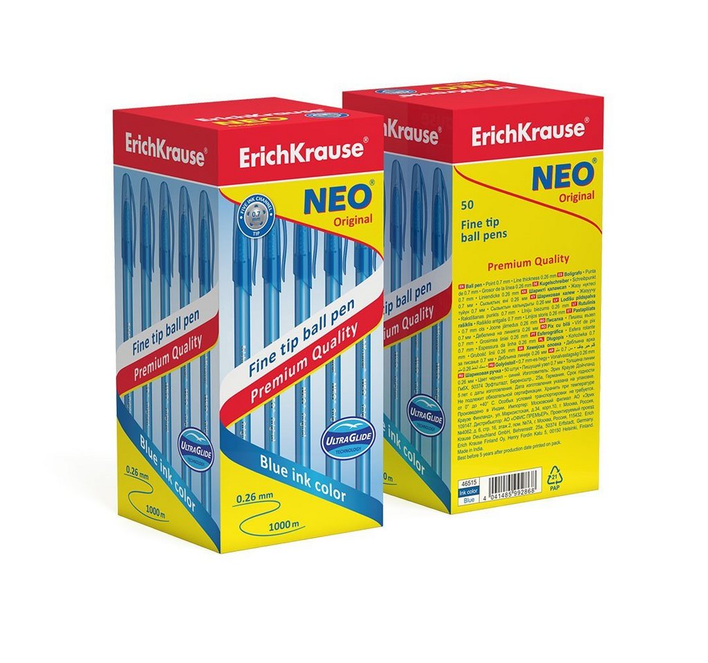 Erich Krause Kugelschreiber, Kugelschreiber Neo Original 0,26mm 50er Pack Blau Bild 2