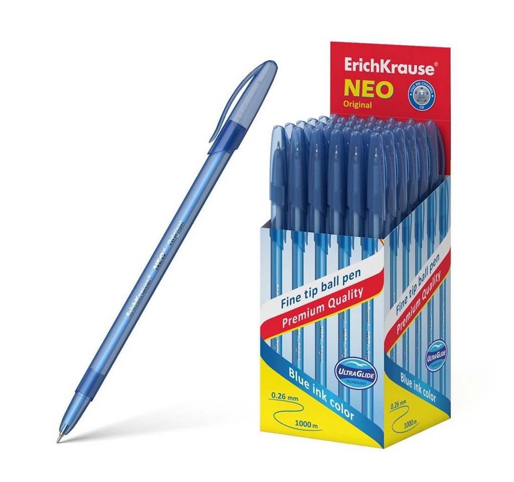 Erich Krause Kugelschreiber, Kugelschreiber Neo Original 0,26mm 50er Pack Blau Bild 3
