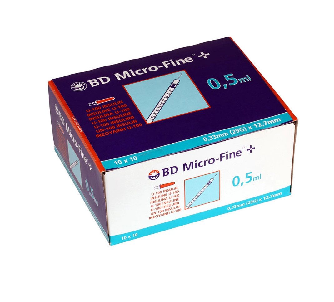 Becton Dickinson Feindosierspritze BD Micro-Fine+ Insulinspritze 0,5 ml U100 0,33x12,7mm, (Spar-Set, 29G, 100-St., Diabetesmanagement, Blutzucker Überwachung), Meistverkaufte Insulinspritze der Welt Bild 2