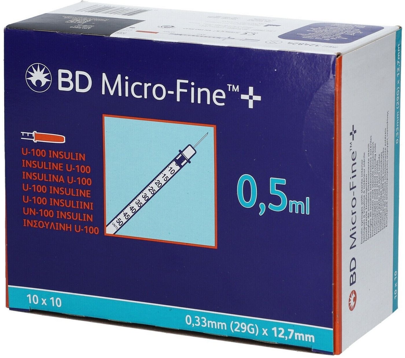 Becton Dickinson Feindosierspritze BD Micro-Fine+ Insulinspritze 0,5 ml U100 0,33x12,7mm, (Spar-Set, 29G, 100-St., Diabetesmanagement, Blutzucker Überwachung), Meistverkaufte Insulinspritze der Welt Bild 3