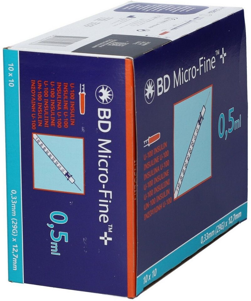Becton Dickinson Feindosierspritze BD Micro-Fine+ Insulinspritze 0,5 ml U100 0,33x12,7mm, (Spar-Set, 29G, 100-St., Diabetesmanagement, Blutzucker Überwachung), Meistverkaufte Insulinspritze der Welt Bild 4