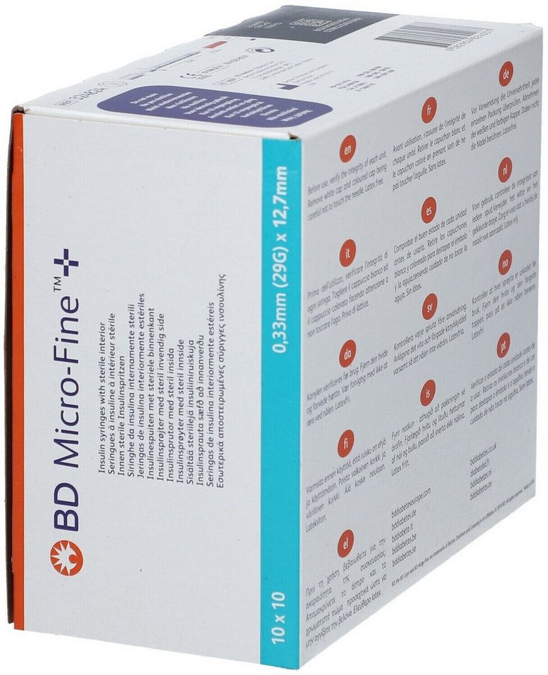 Becton Dickinson Feindosierspritze BD Micro-Fine+ Insulinspritze 0,5 ml U100 0,33x12,7mm, (Spar-Set, 29G, 100-St., Diabetesmanagement, Blutzucker Überwachung), Meistverkaufte Insulinspritze der Welt Bild 5