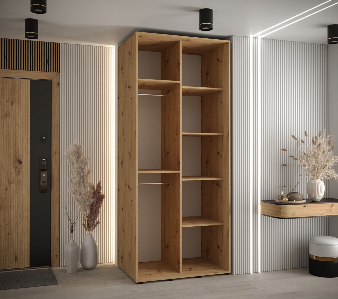 ABIKS MÖBEL Schwebetürenschrank Davos 3 Schlafzimmerschrank mit Spiegel, Kleiderstange und Regalen Bild 4
