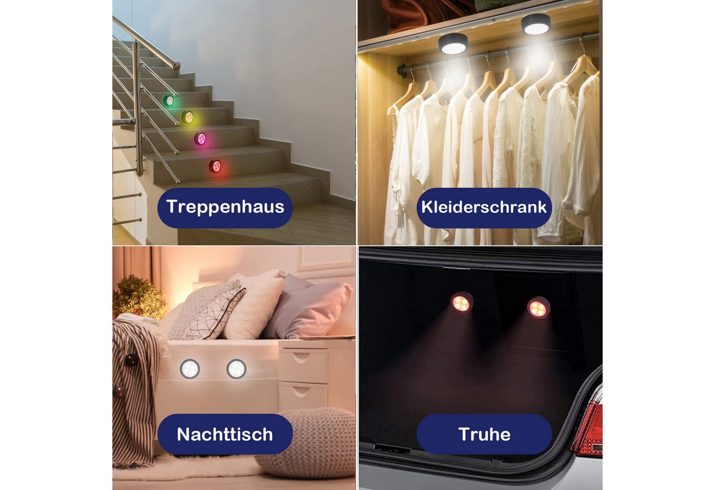 Jibenhome LED Unterbauleuchte RGB LED Schranklicht Akku mit Fernbedienung, 13 Farbwechsel Nachtlicht, Schrankleuchten Kabinett Beleuchtung für Schlafzimmer, Kleiderschrank Bild 2