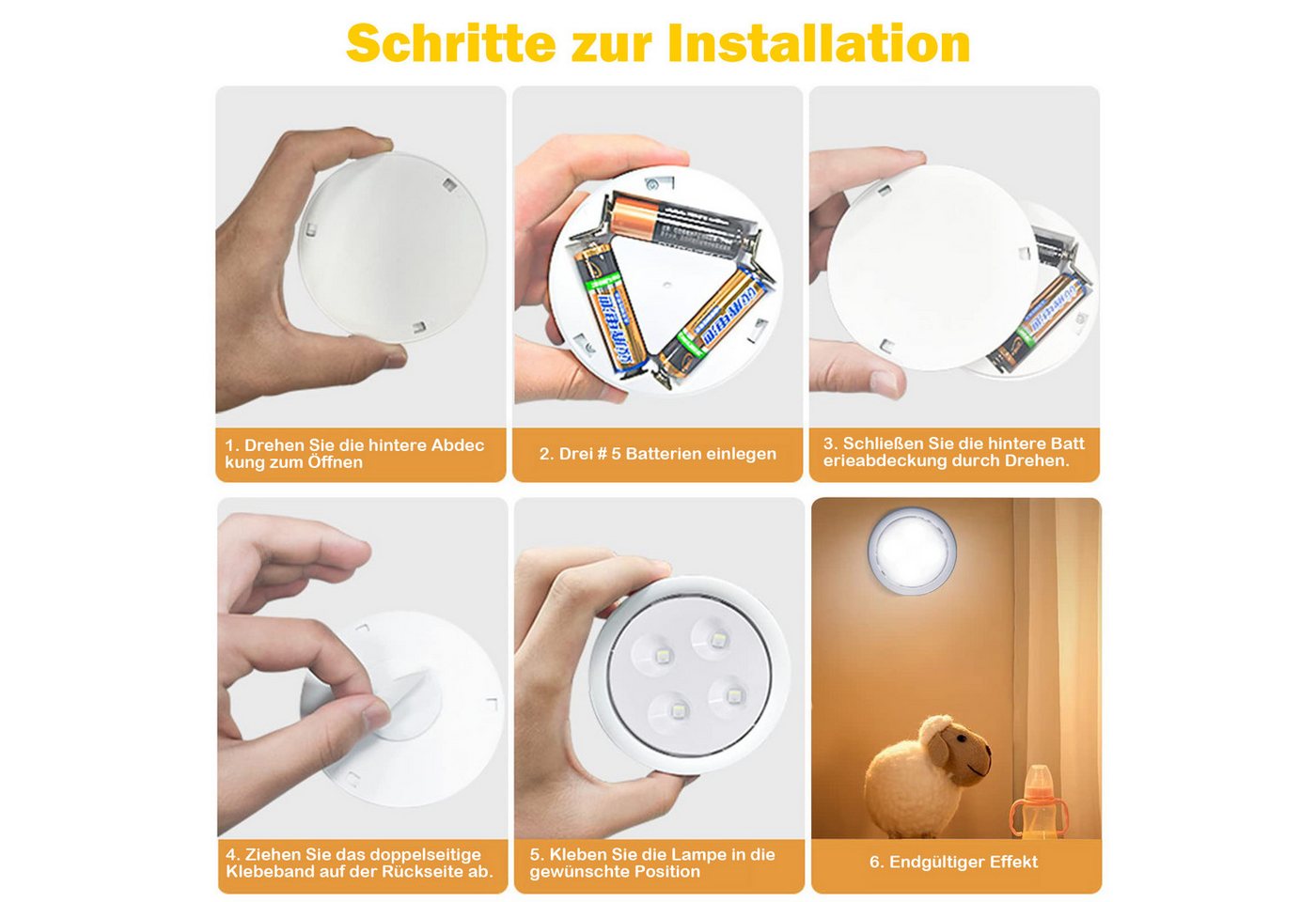 Jibenhome LED Unterbauleuchte RGB LED Schranklicht Akku mit Fernbedienung, 13 Farbwechsel Nachtlicht, Schrankleuchten Kabinett Beleuchtung für Schlafzimmer, Kleiderschrank Bild 5