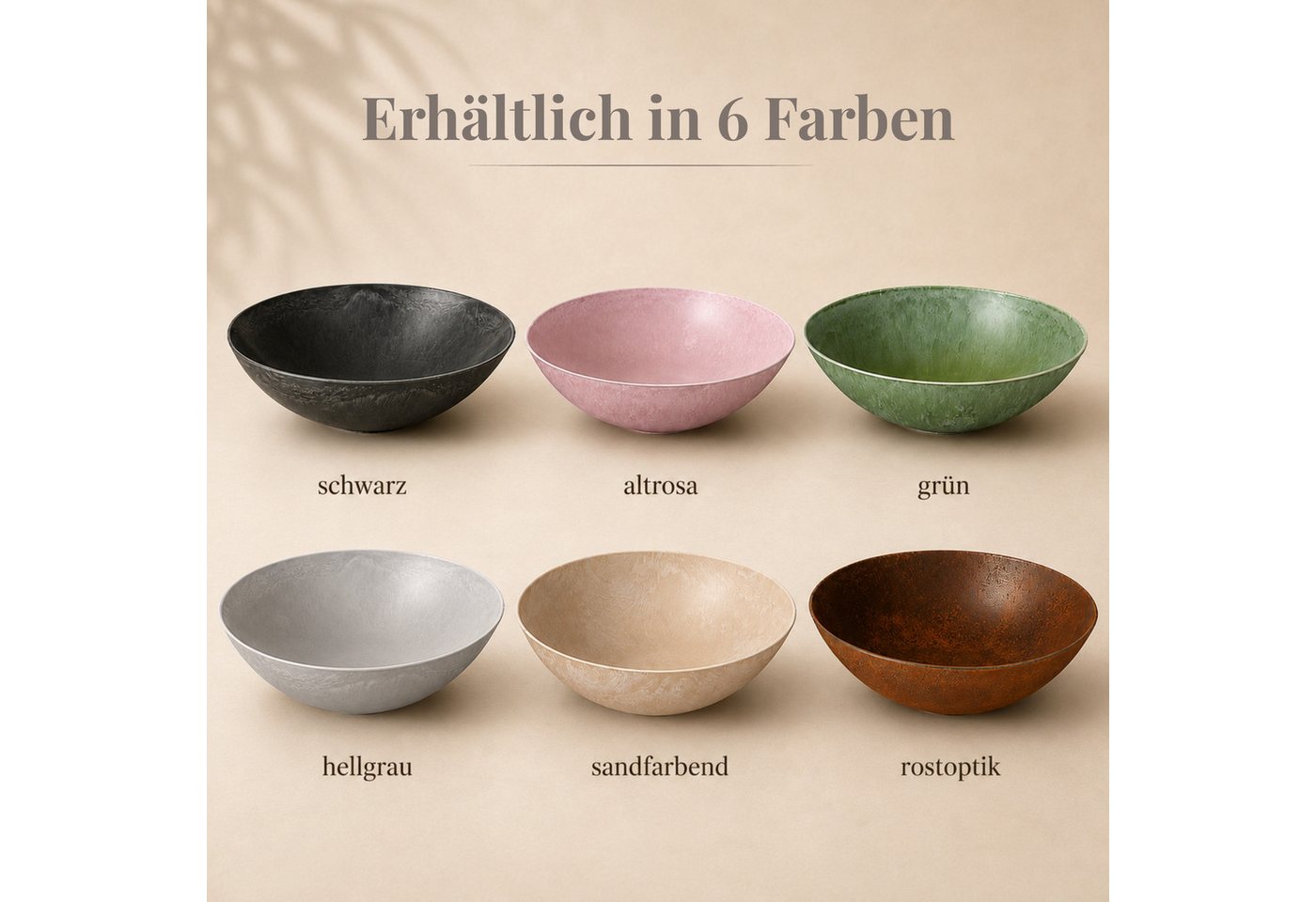 matches21 HOME & HOBBY Blumentopf Flache Pflanzschale für draussen Dekoschale rund hellgrau 45 cm (1 St), Blumen-Schale als wetterfeste Friedhof-Schale Grab-Schmuck Grabschale Bild 4