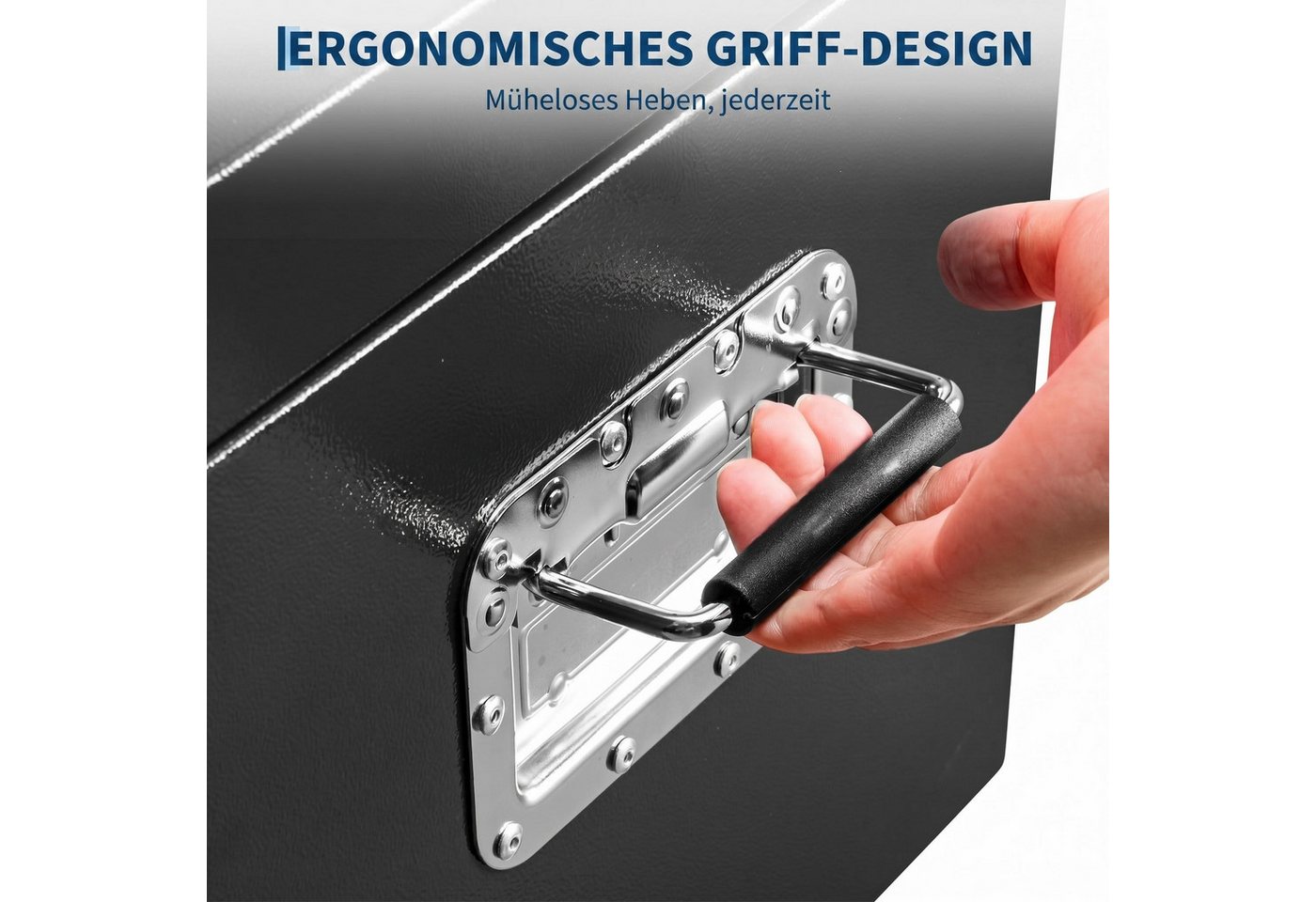 GarveeMore Werkzeugbox Schwerlast-Stahlwerkzeugkiste, Wasserdicht & Rostschutz, mit Gasdruckfeder & ergonomischen Griffen, für LKW
