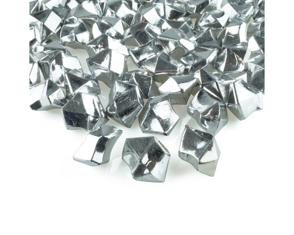Goodymax Streudeko Goodymax® Kristall-Eis 25 mm Silber Metallic Metalloptik 50 Stück, Ziersteine Dekosteine Granulat Diamanten Edelsteine Dekoeis