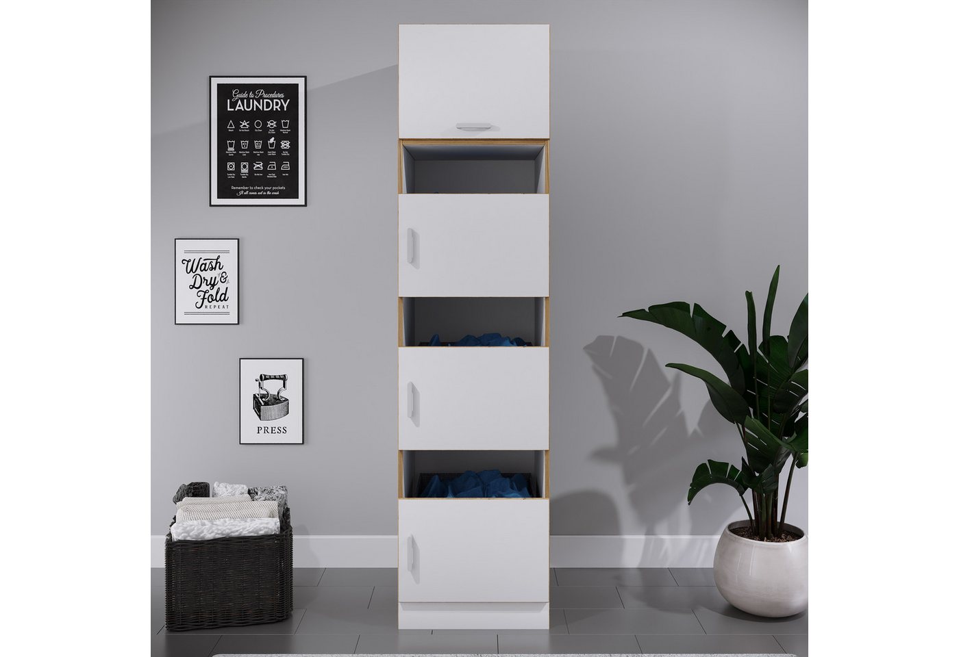 VCM Hochschrank Badschrank Rislo H. 200 x B. 50 x T. 60 cm