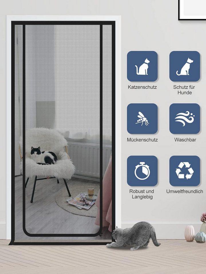 Agger Insektenschutz-Tür Cat Screen Katzennetz für Balkon, Haustiere Bildschirm Tür, verhindern