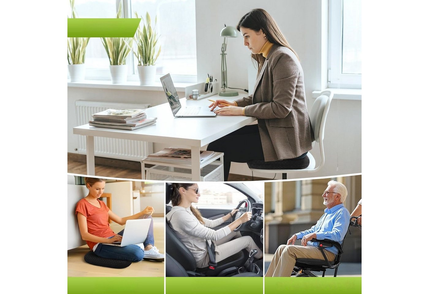 Zaewry Sitzkissen Verstellbarer komfortabler Sitzring, Donut Kissen Extra Groß, für Auto, Rollstuhl, Bürostuhl Bild 5