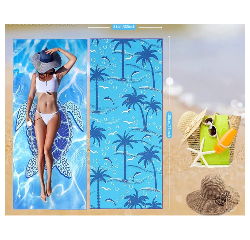 Zaewry Badetuch Microfaser Strandtücher,Groß 180x81 cm Handtücher Super Saugf ähig, (Schnelltrocknendes Badetuch für Strand) Bild 3